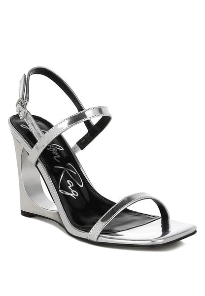 Ladra Metallic Fantasy 3.5" Wedge Heel Sandals - Tigbul's Variety Fashion Shop