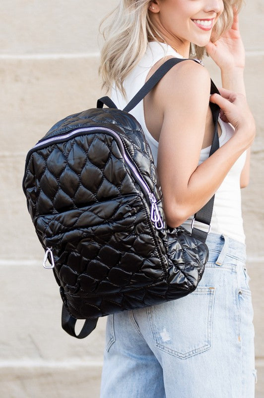 Jade Metallic Puffer Backpack - Tigbul's Variety Fashion Shop