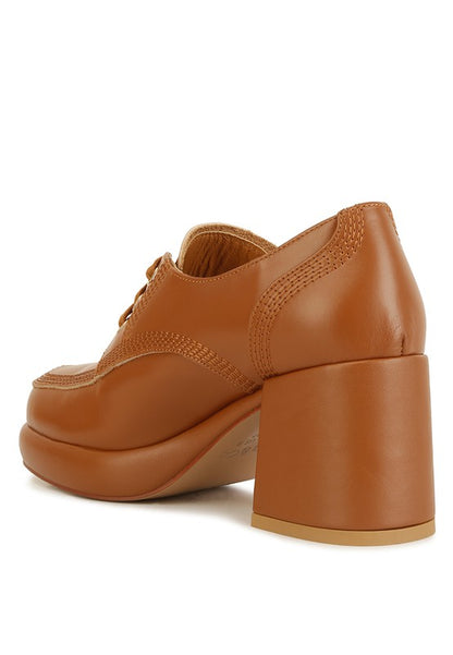 Zaila Leather Block Heel Oxfords - Tigbuls Variety Fashion