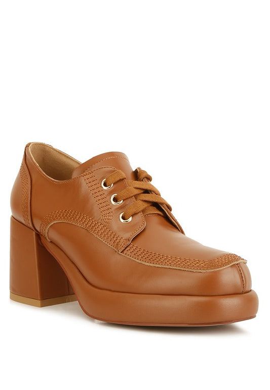 Zaila Leather Block Heel Oxfords - Tigbuls Variety Fashion