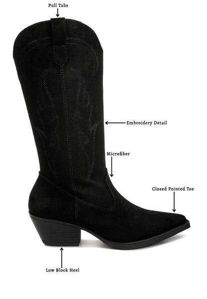 Ginni Embroidered Calf Boots Western - Tigbuls Variety Fashion