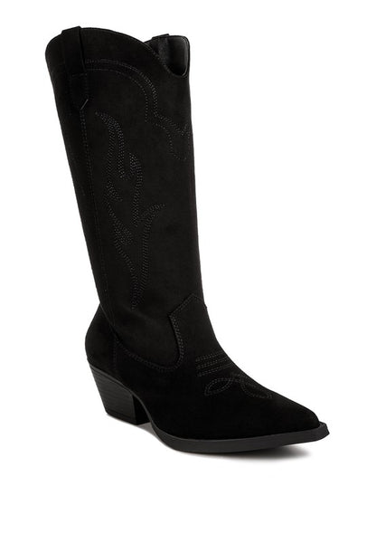 Ginni Embroidered Calf Boots Western - Tigbuls Variety Fashion