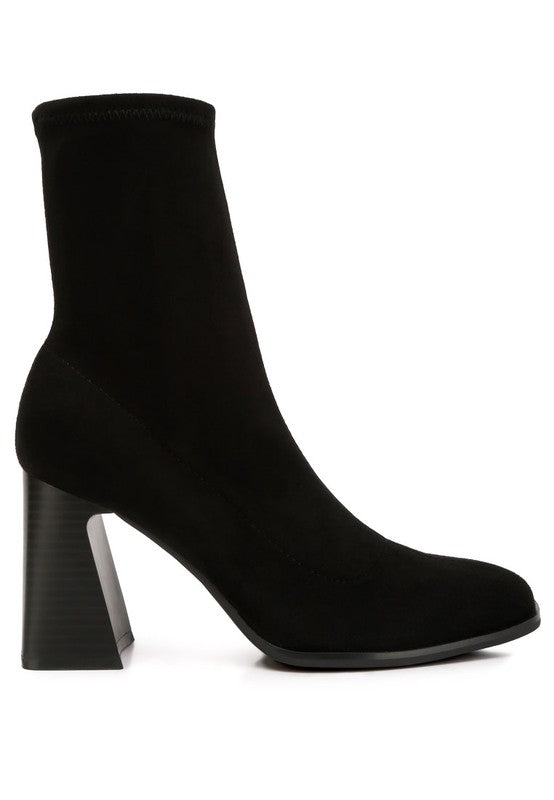 Aandid High Ankle Flared Block Heel Boots - Tigbuls Variety Fashion