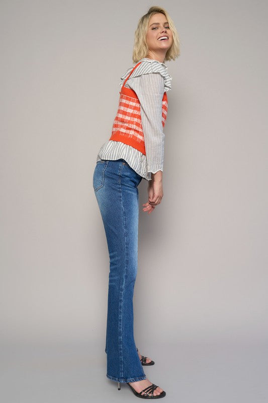 HIGH RISE FRONT SLIT SLIM BOOT JEANS - Tigbuls Variety Fashion