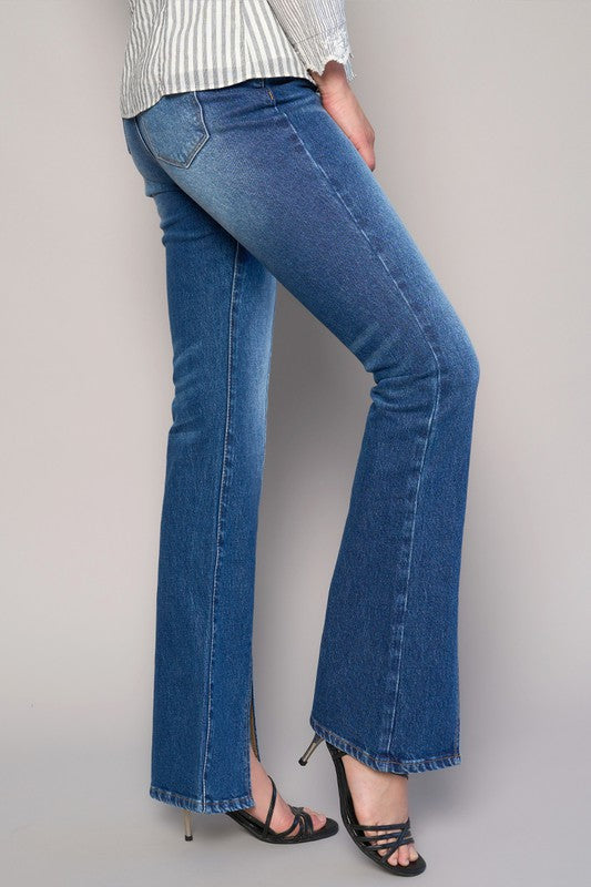 HIGH RISE FRONT SLIT SLIM BOOT JEANS - Tigbuls Variety Fashion