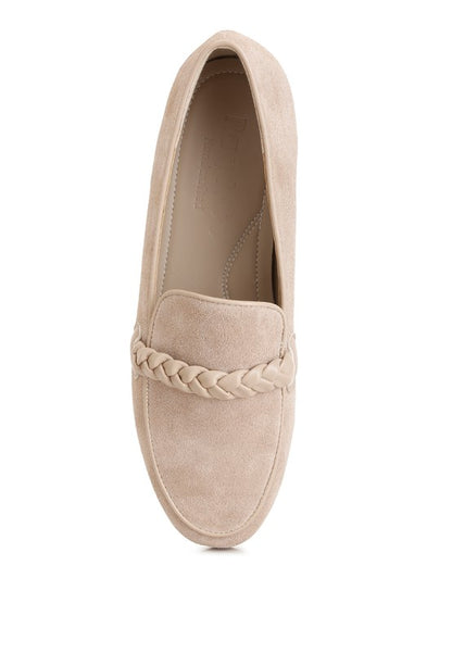 Echo Suede Leather Braided Detail Loafers - Tigbuls Variety Fashion