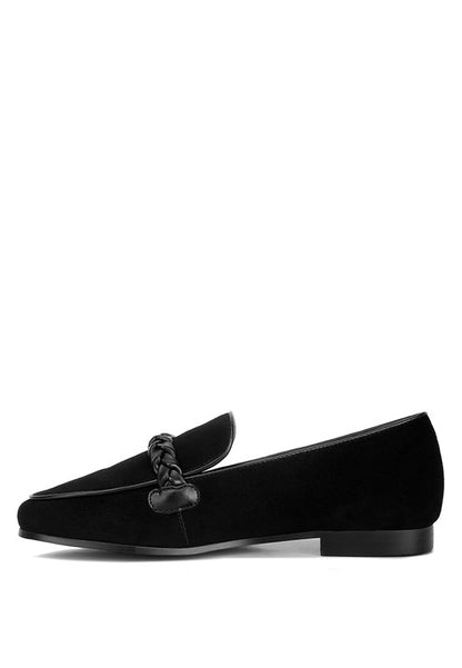 Echo Suede Leather Braided Detail Loafers - Tigbuls Variety Fashion