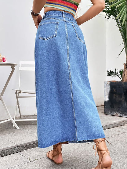 Midi denim skirt - Tigbul's Variety Fashion Shop