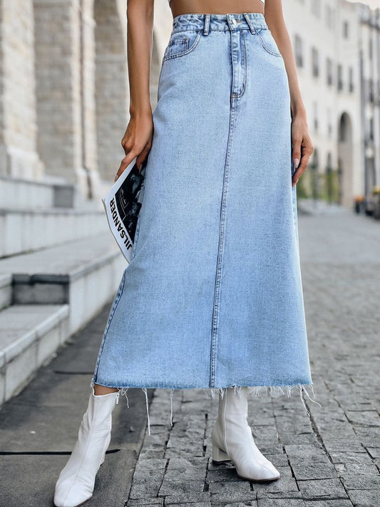 Midi denim skirt - Tigbul's Variety Fashion Shop