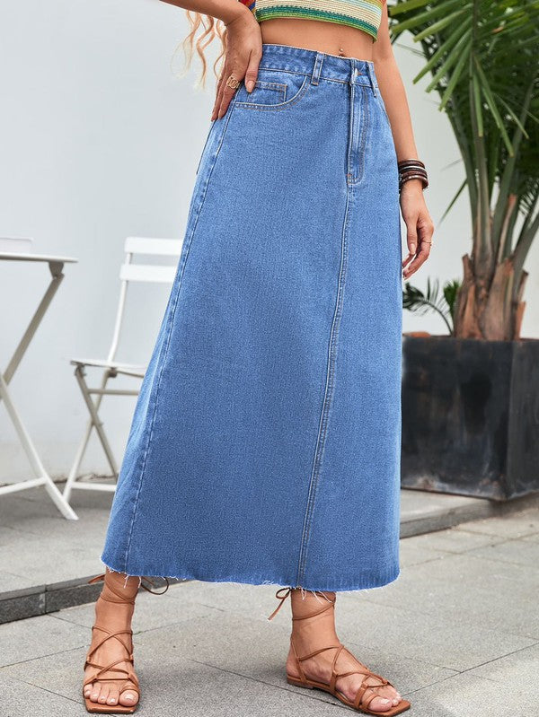 Midi denim skirt - Tigbul's Variety Fashion Shop