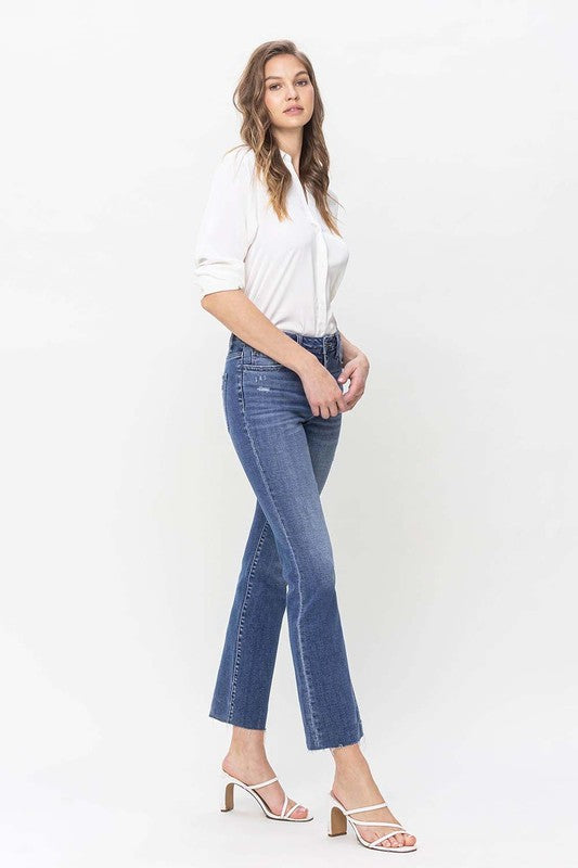 High Rise Straight Jean With Raw Hem - Tigbuls Variety Fashion