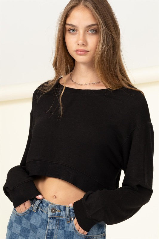 Soul Mate Drop-Shoulder Cropped Sweatshirt - Tigbuls Variety Fashion