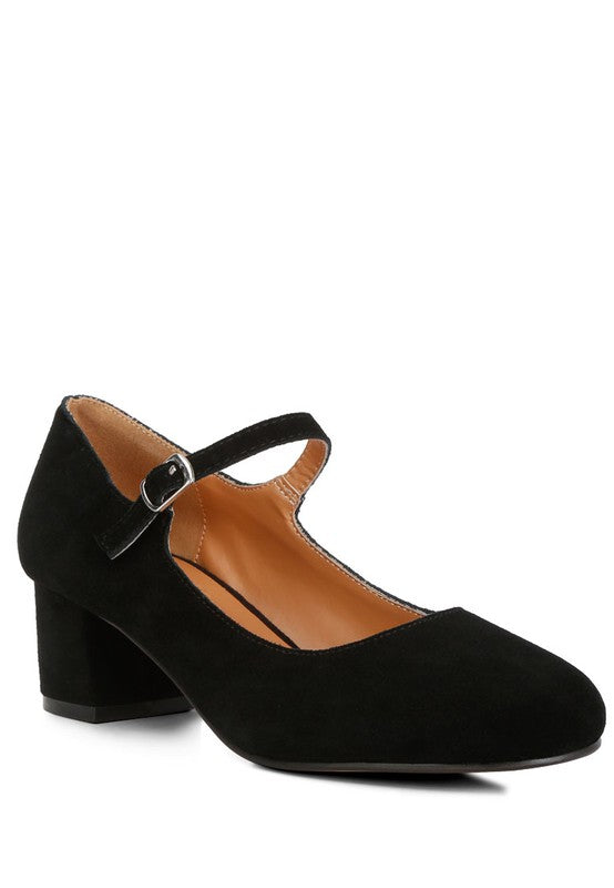 Dallin Suede Block Heel Mary Janes - Tigbuls Variety Fashion