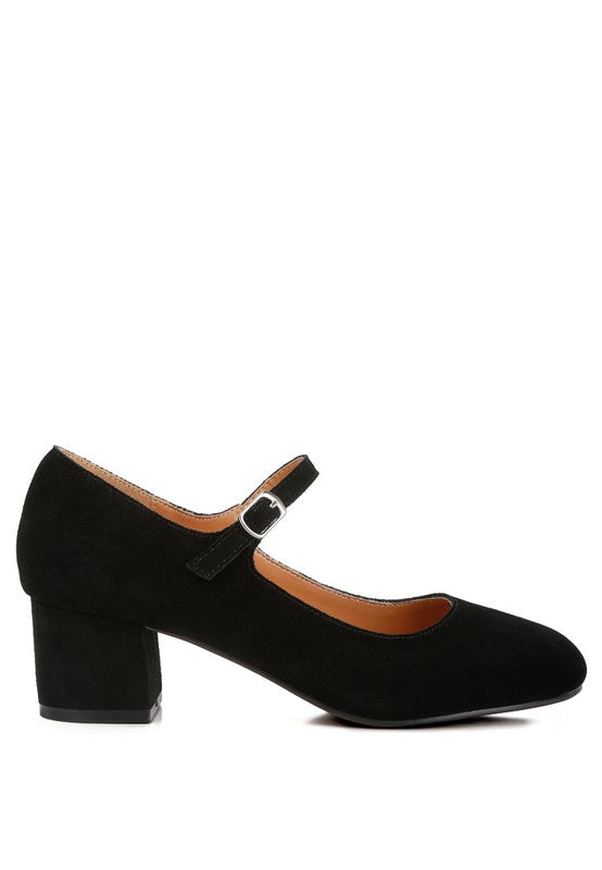 Dallin Suede Block Heel Mary Janes - Tigbuls Variety Fashion