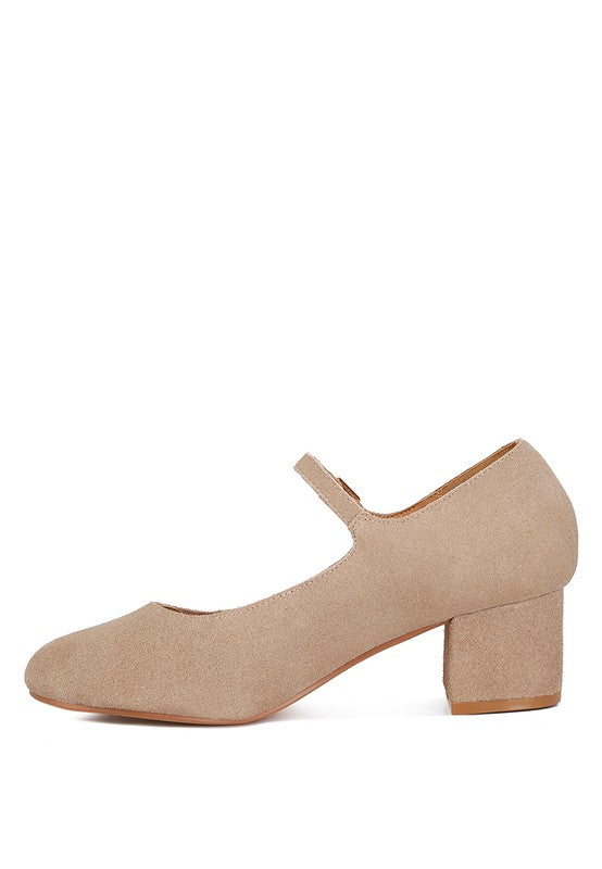 Dallin Suede Block Heel Mary Janes - Tigbuls Variety Fashion