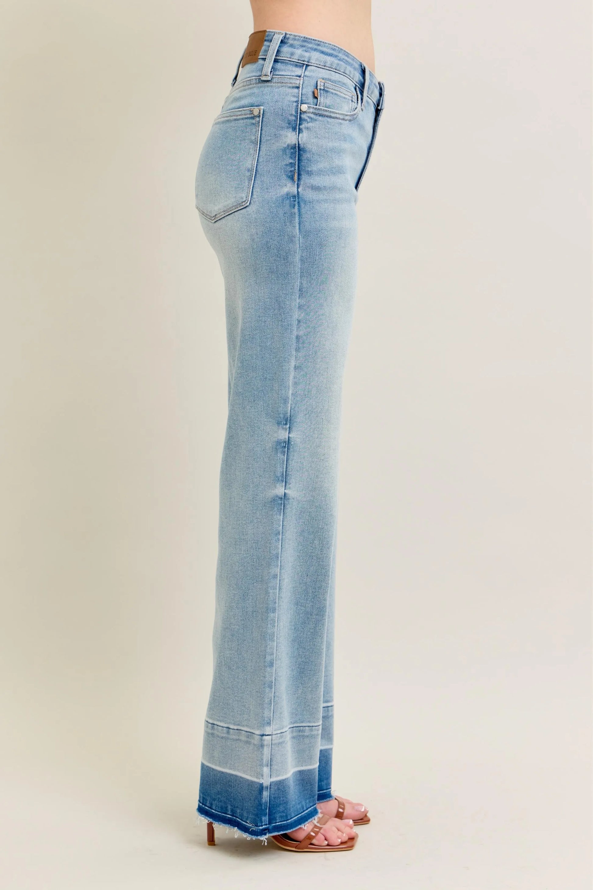 Judy Blue Full Size Mr Release Hem Wide Leg Jeans Plus Size - Tigbul's Variety Fashion Shop
