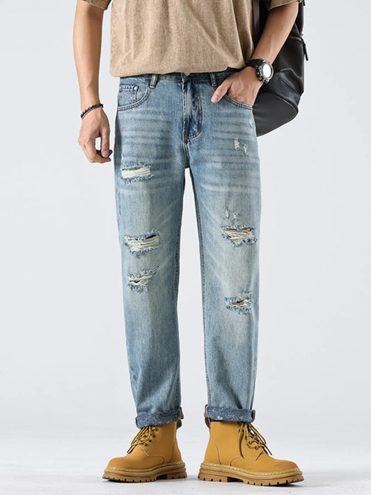 Men's Distressed Loose Fit Jeans - Tigbul's Variety Fashion Shop
