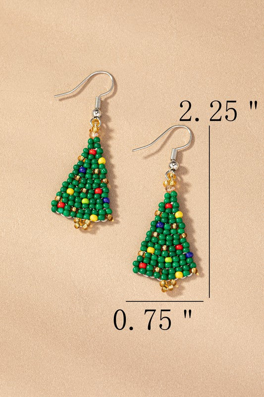 Seed bead small Christmas tree drop earrings - Tigbul's Variety Fashion Shop