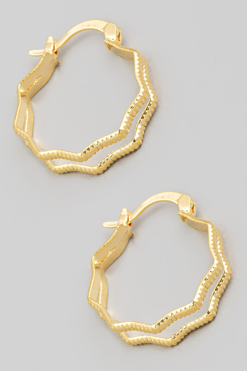 Fame Double Wavy Pincatch Hoop Earrings - Tigbul's Variety Fashion Shop