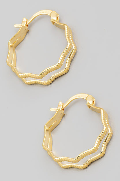 Fame Double Wavy Pincatch Hoop Earrings - Tigbul's Variety Fashion Shop