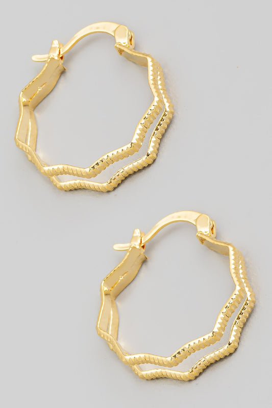 Fame Double Wavy Pincatch Hoop Earrings - Tigbul's Variety Fashion Shop