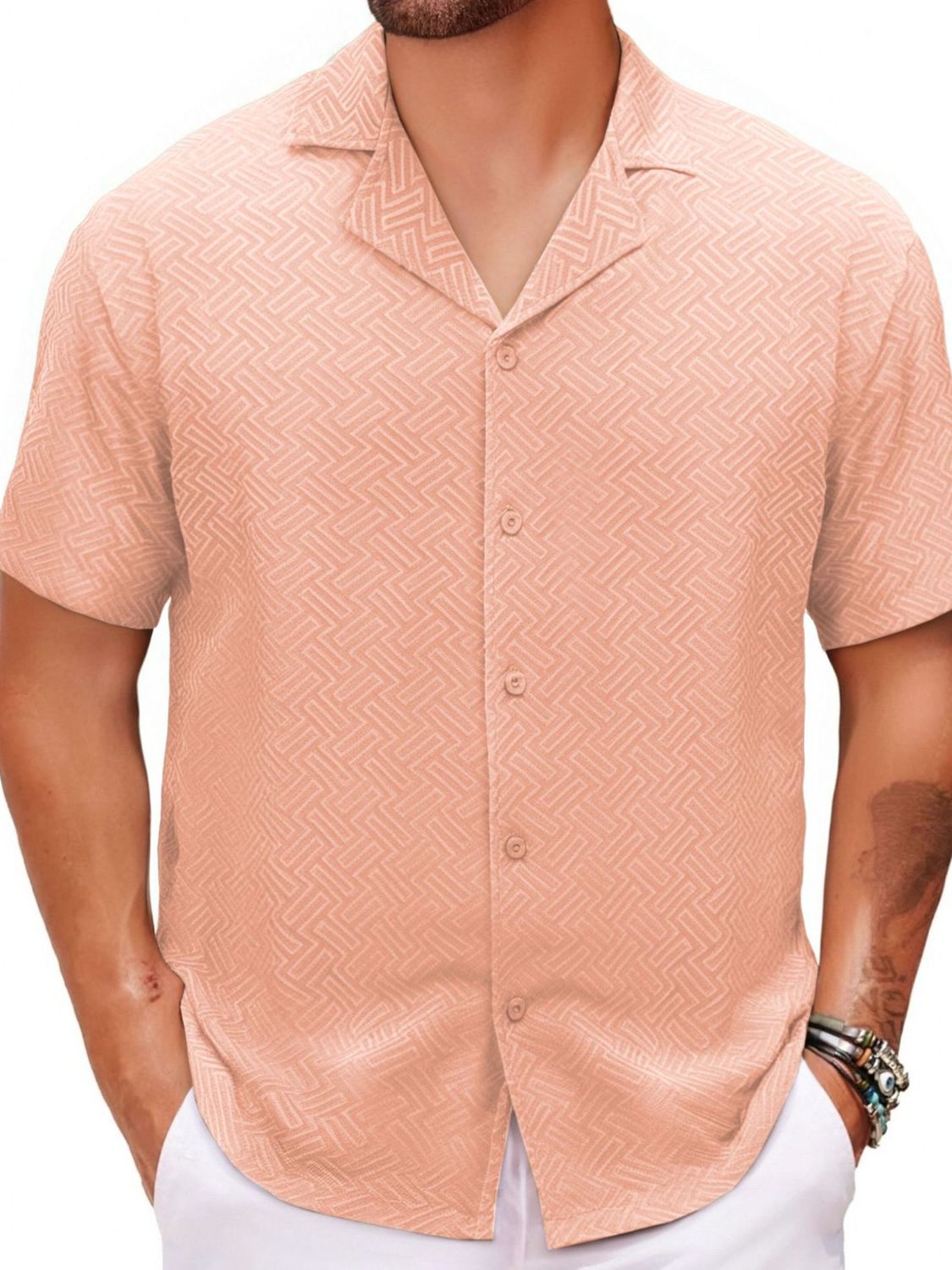 Men's Plus Size Button Down Short Sleeve Shirt - Tigbul's Variety Fashion Shop