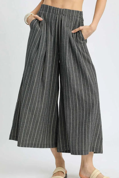 Umgee Pinstripe Crop Palazzo Pants - Tigbul's Variety Fashion Shop