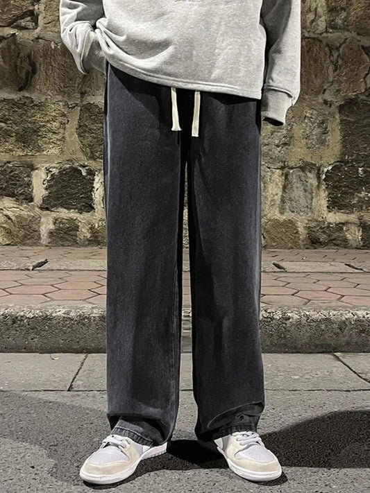 Men's Full Size Drawstring Wide Leg Jeans Plus Size - Tigbul's Variety Fashion Shop