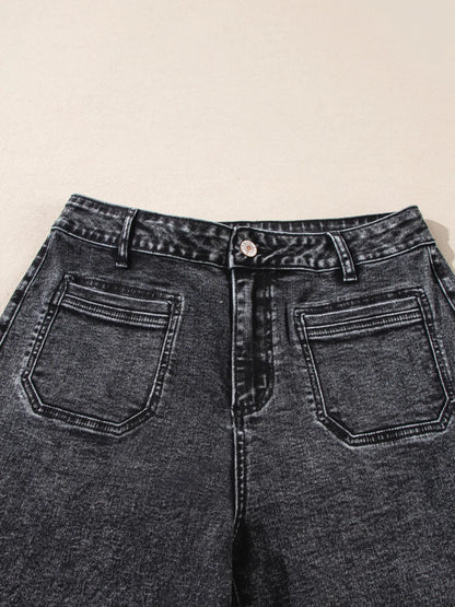 High-Waisted Wide Leg Washed Jeans - Tigbul's Variety Fashion Shop