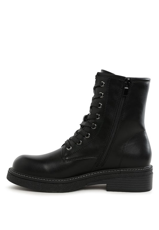 Clover Faux Leather Lace Up Boots - Tigbul's Variety Fashion Shop
