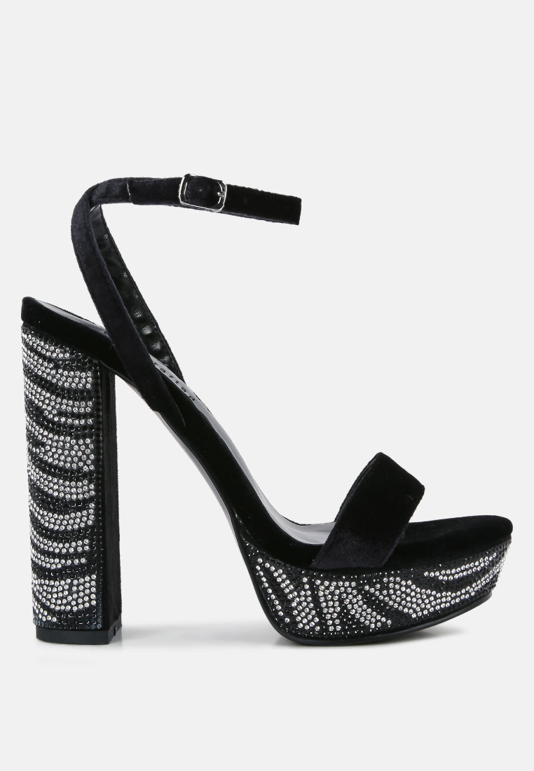 Zircon Rhinestone Patterned High Heel Sandals - Tigbul's Variety Fashion Shop