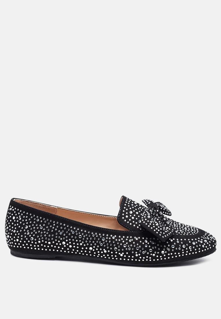 Dewdrops Embellished Casual Bow Loafers - Tigbul's Variety Fashion Shop