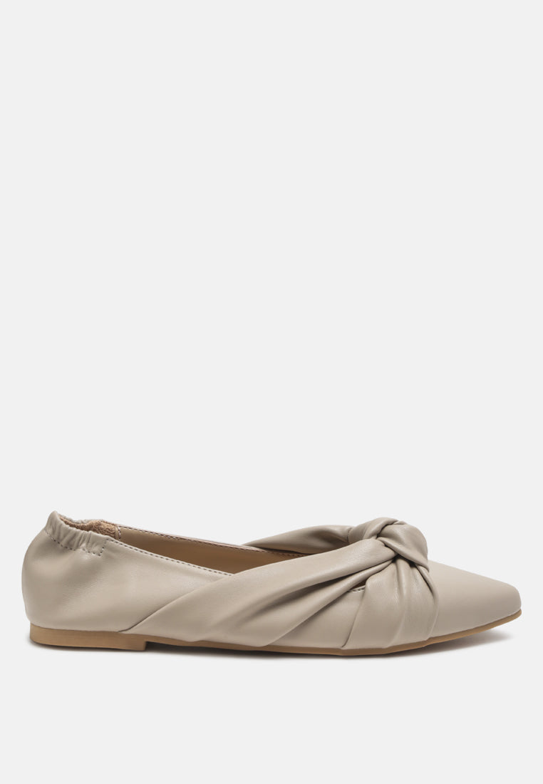 Norma Knot Detail Elasticated Ballet Flats - Tigbul's Variety Fashion Shop