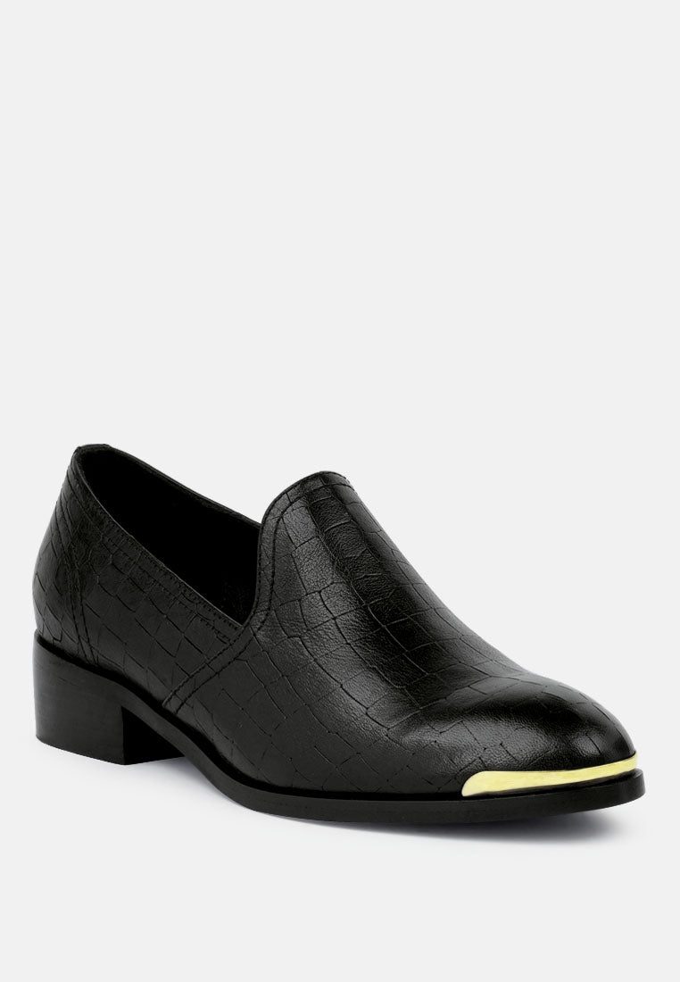 Lilliam Metal Highlight Casual Leather Loafers - Tigbul's Variety Fashion Shop
