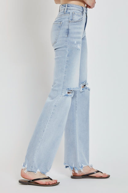 Risen Full Size High Rise Distressed Wide Leg Jeans - Tigbul's Variety Fashion Shop