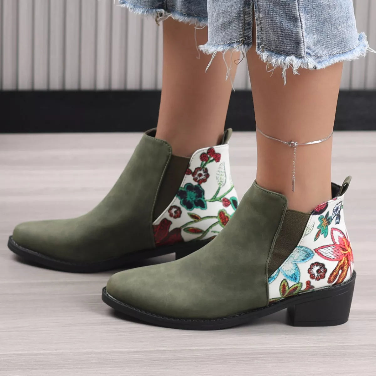 Point Toe Block Heels Ankle Boots - Tigbul's Variety Fashion Shop