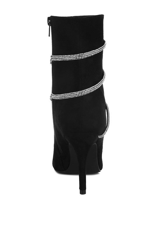 Roda Rhinestone Wrap-Around Stiletto Boots - Tigbul's Variety Fashion Shop