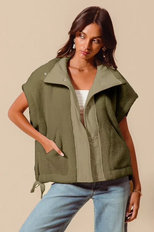 SO ME Over Sized Soft Sherpa Fur Sleeveless Vest Jacket - Tigbul's Variety Fashion Shop