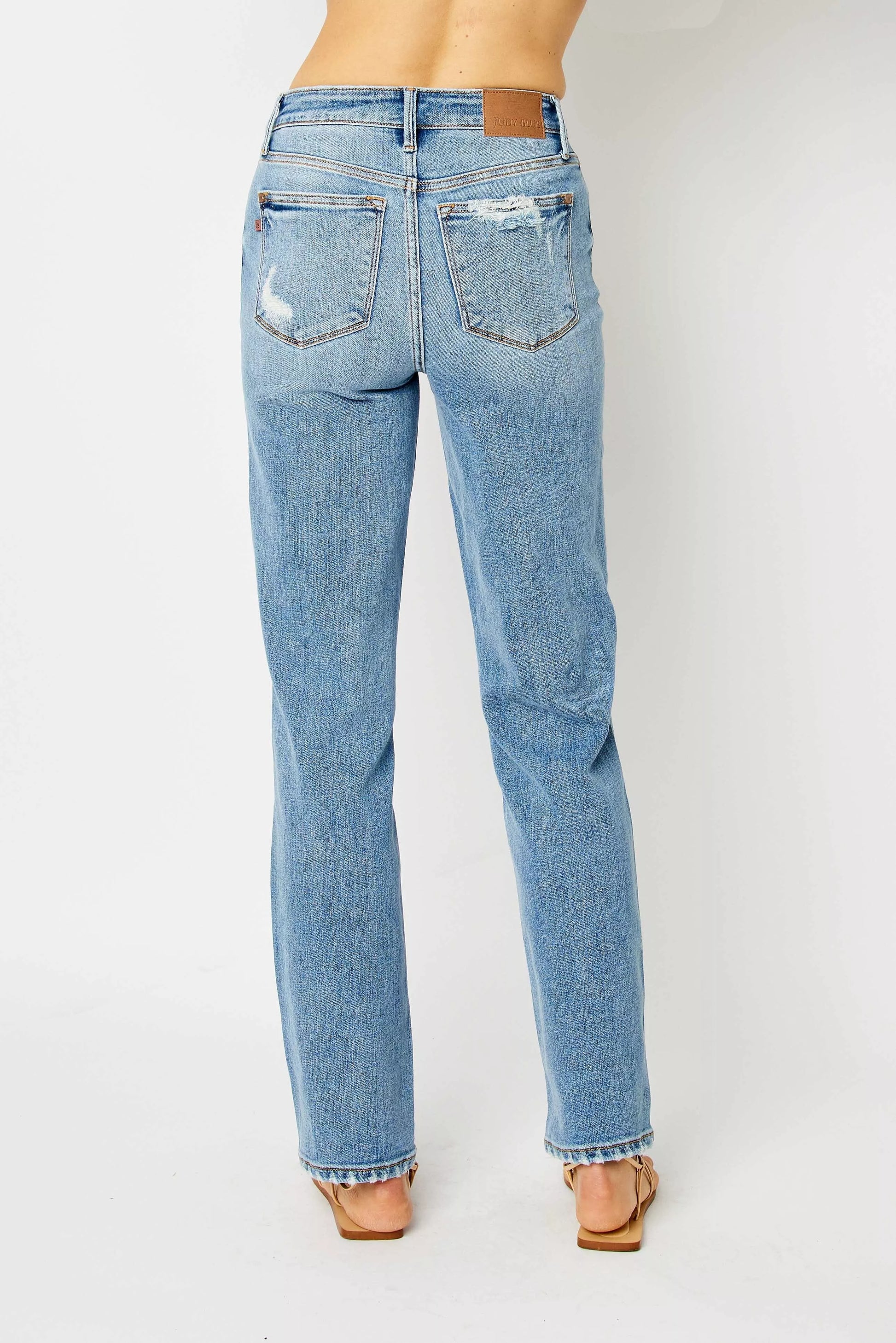 Judy Blue Full Size High Waist Straight Jeans with Heavy Destroy Plus Size - Tigbul's Variety Fashion Shop