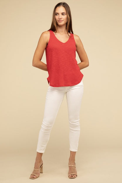 V Neck Sleeveless Cami Top - Tigbul's Variety Fashion Shop