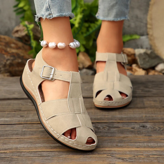 Wedge Sandals with Ankle Strap - Tigbul's Variety Fashion Shop
