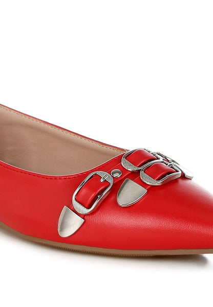 Golini Belt Buckle Detail Ballerinas - Tigbul's Variety Fashion Shop