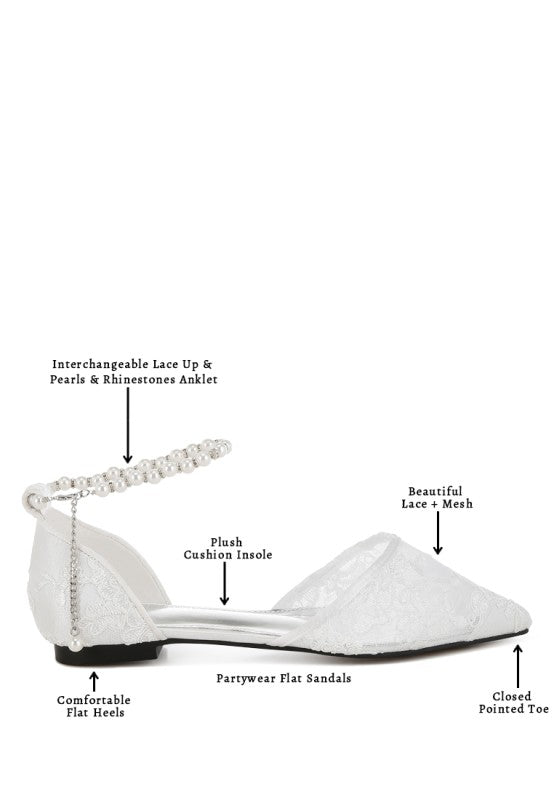 Shrami Pearl & Rhinestone Strap Flat Sandals - Tigbul's Variety Fashion Shop