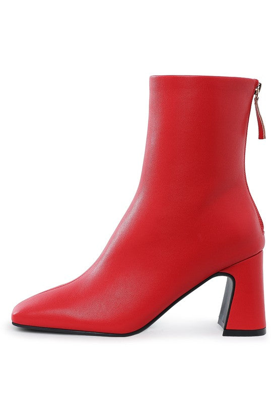 Neapolitan Faux Leather Square Toe Ankle Boots - Tigbul's Variety Fashion Shop