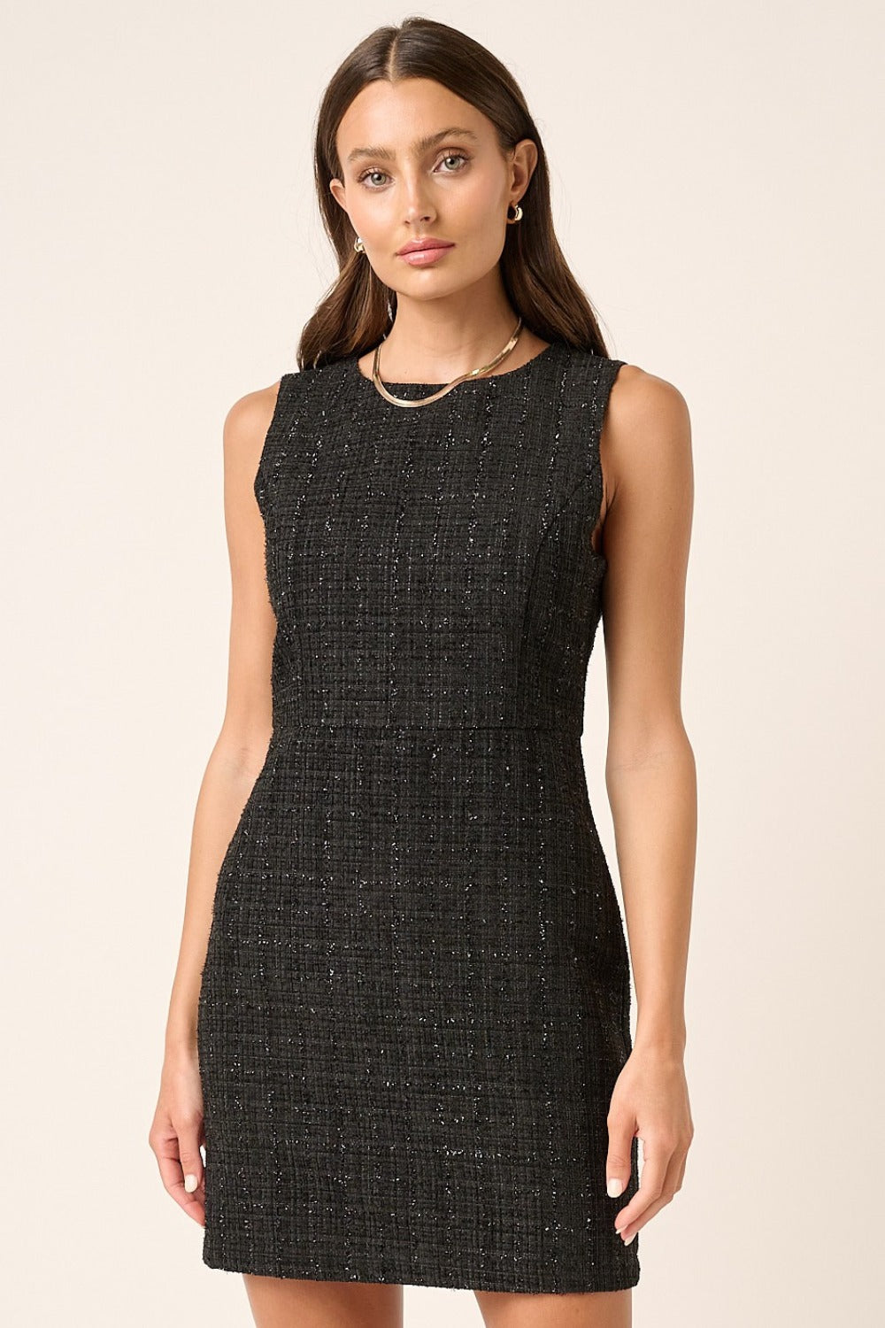 Tweed Sleeveless Mini Dress - Tigbul's Variety Fashion Shop