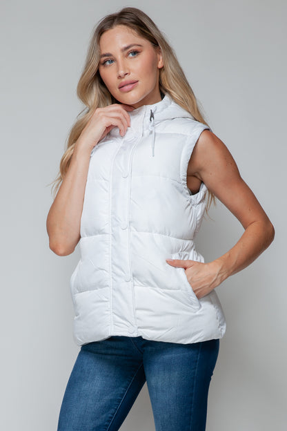 Snobbish Snap and Zip Closure Hooded Vest - Tigbul's Variety Fashion Shop