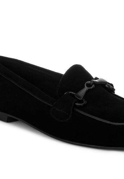 Awen Monochromatic Horsebit Real Suede Loafers - Tigbul's Variety Fashion Shop