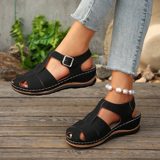 Wedge Sandals with Ankle Strap - Tigbul's Variety Fashion Shop