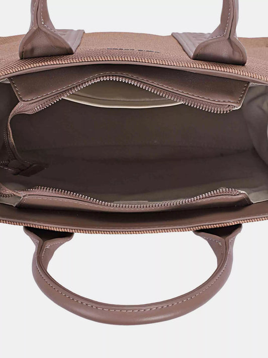 David Jones Canvas Tote Handbag with Contrast Leather Handles - Tigbul's Variety Fashion Shop