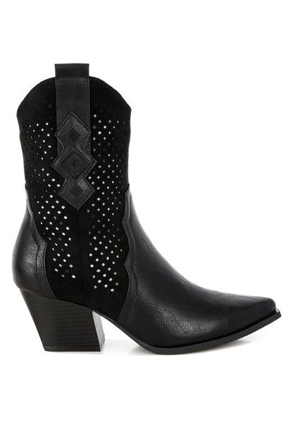 Prosia Rhinestone-Studded Cowboy Boots - Tigbul's Variety Fashion Shop